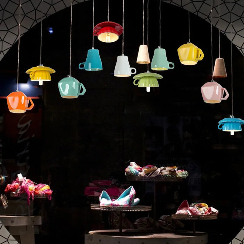 suspension moderne en céramique led théière pour cuisine - vue 3 sur 30