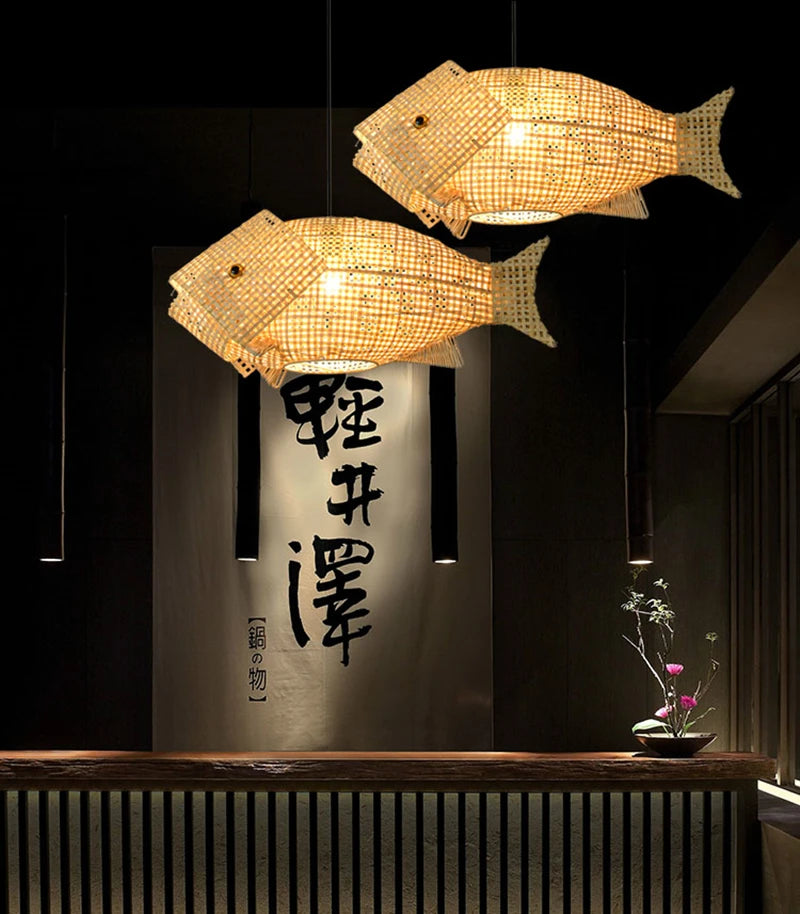 Suspension carpe en bambou