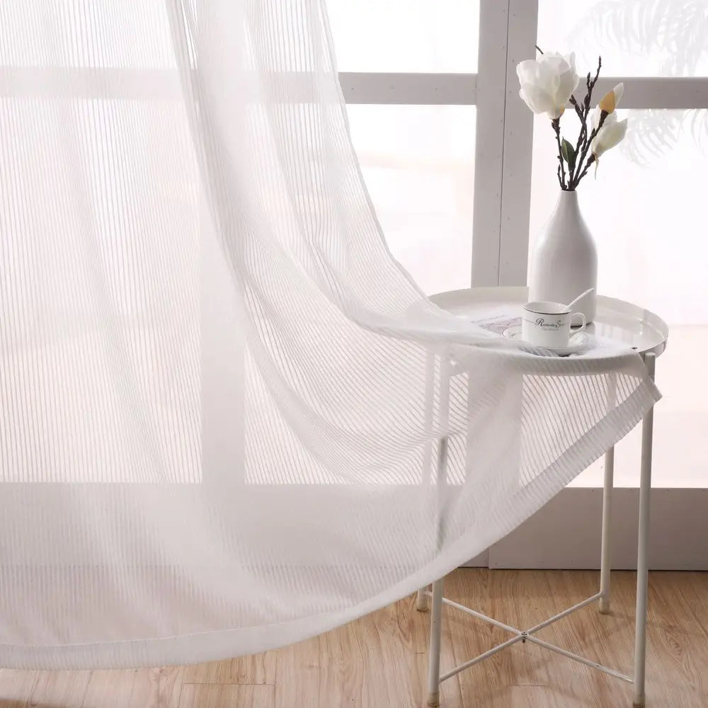 Voilage tulle rayé style art deco europeen