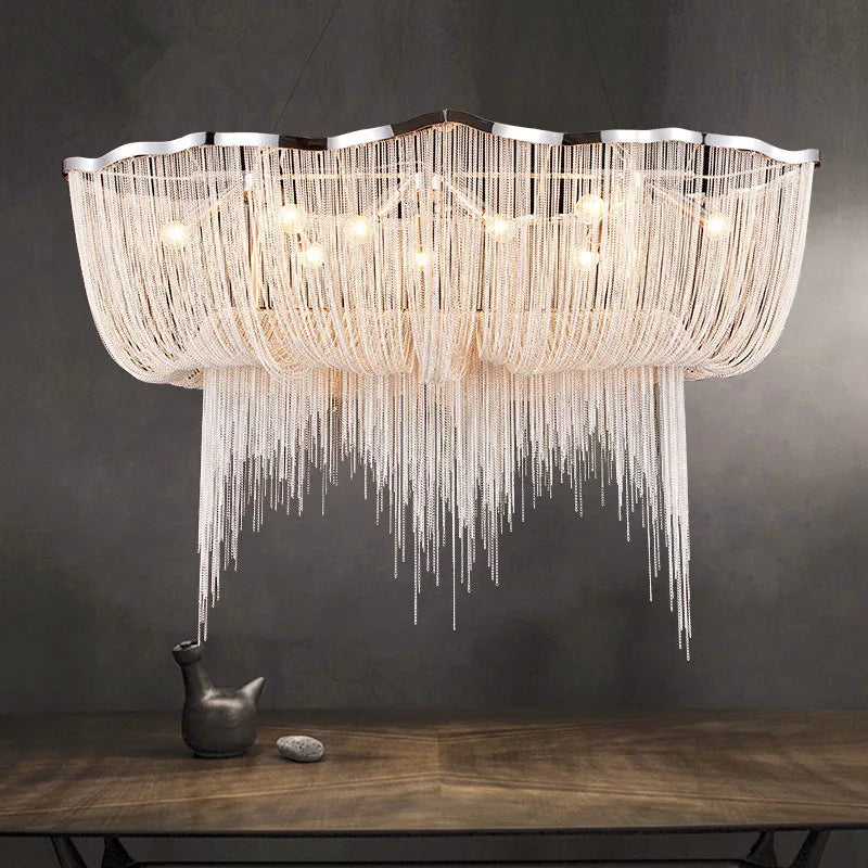 suspension moderne à pampilles en aluminium pour éclairage décoratif intérieur - vue 6 sur 8