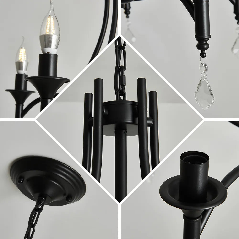 Lustre en Fer Forgé avec Bougies - vue 5 sur 7