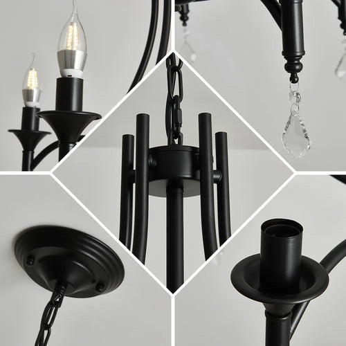 Lustre en Fer Forgé avec Bougies - vue 5 sur 7