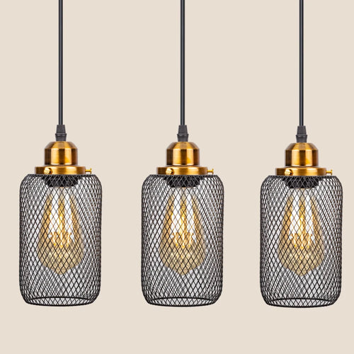 Minimalist vintage caged pendant light for bars and lofts