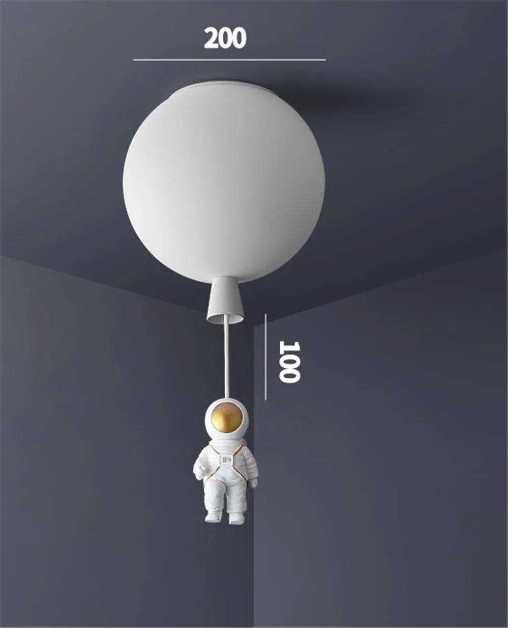 plafonnier led nordique avec astronaute et ballons pour enfants - vue 24 sur 28