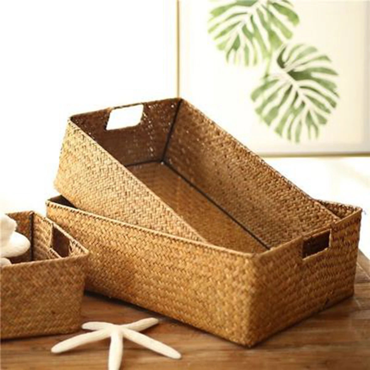 panier en jonc de mer tissé pour rangement et décoration - vue 11 sur 10