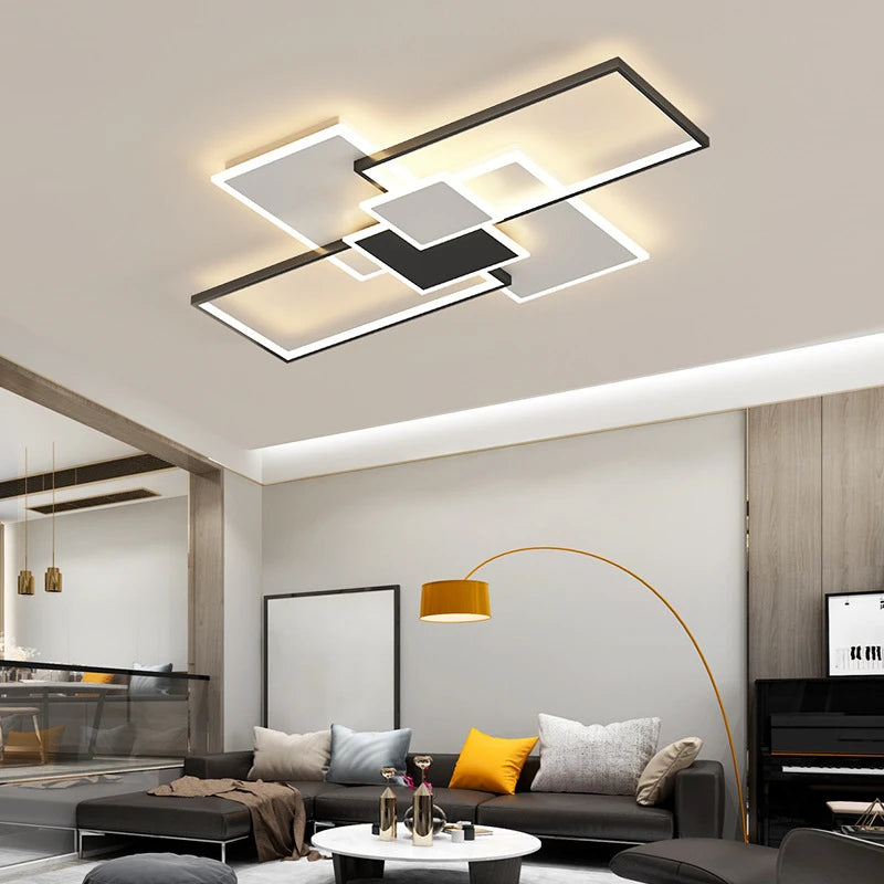 plafonnier à cadre carré moderne avec lumières led - vue 4 sur 12