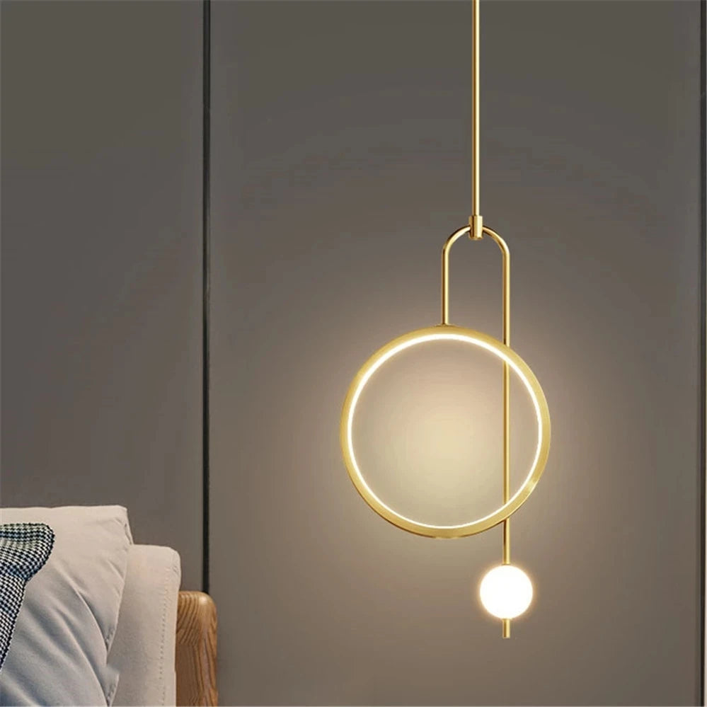 suspension led anneau design nordique pour décoration intérieure moderne - vue 4 sur 8