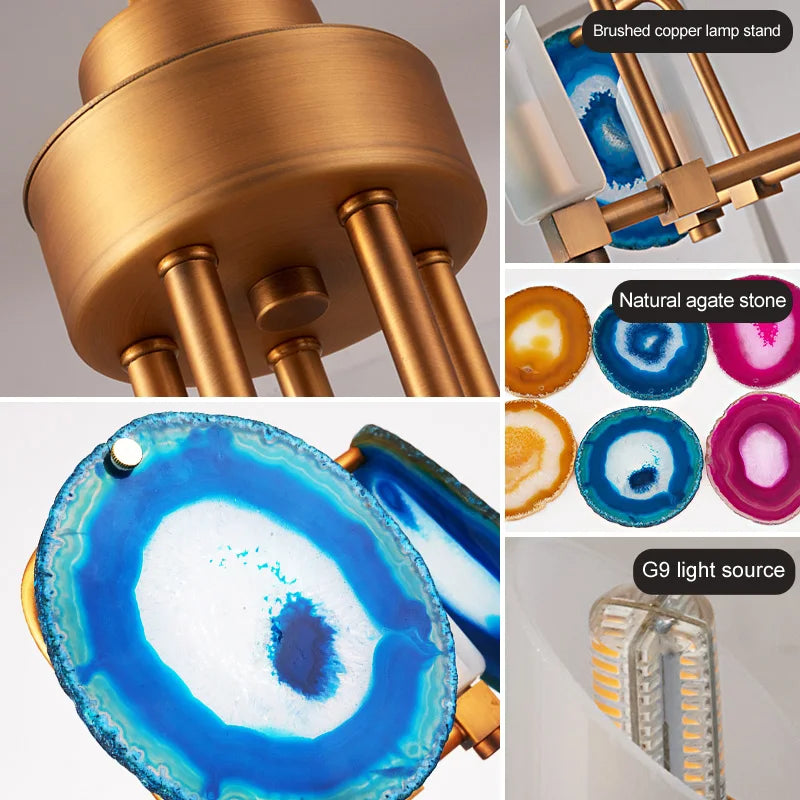 Lustre créatif nordique en Agate à deux niveaux - vue 6 sur 9