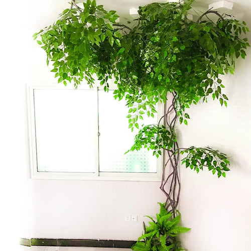 Artificial green plants winding vines, simulated banyan branches, everlasting banyan tree interior decoration, living room, home - vue 2 sur 18