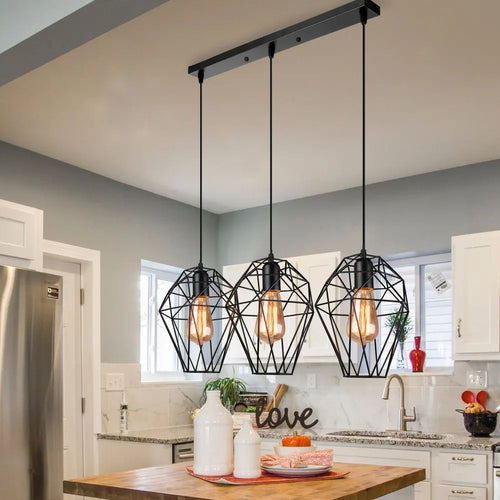 lustre led vintage moderne 1/3 têtes suspension abat-jour