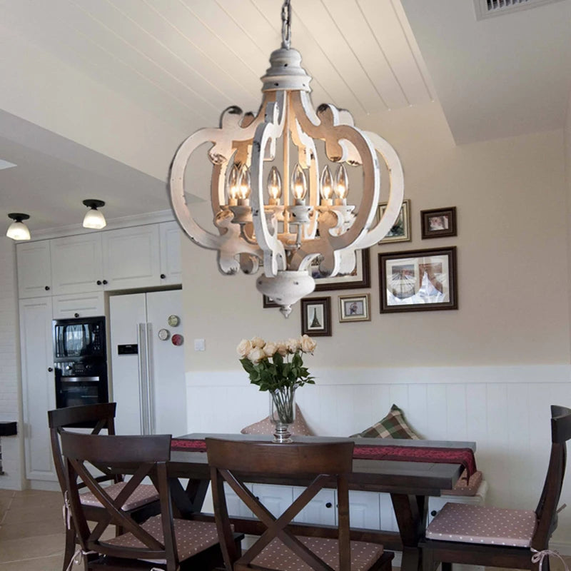 lustre vintage en bois pour ferme et loft rétro - vue 3 sur 7