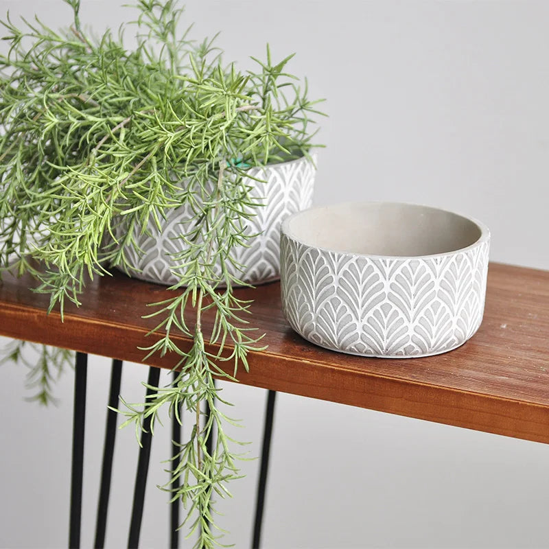 moules en silicone pour pots de fleurs en béton motifs feuillage - vue 4 sur 10