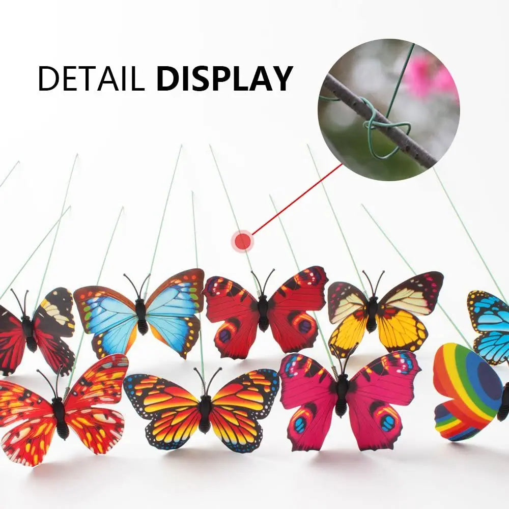 Set of 10 decorative flower pots with colourful butterflies - vue 7 sur 7