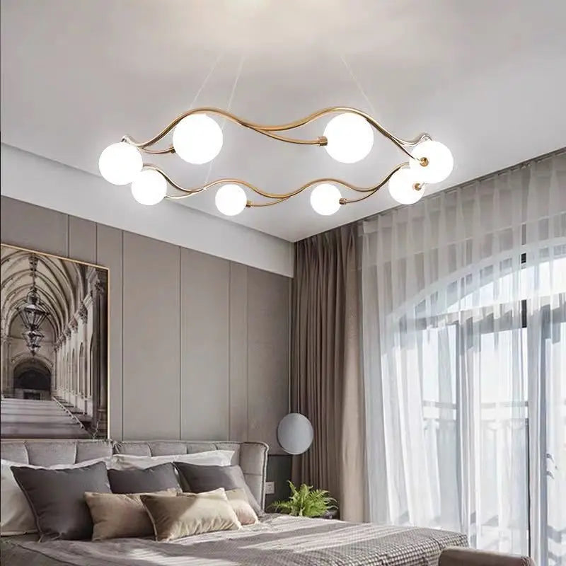 lustre moderne en verre blanc décoration artistique pour intérieur - vue 4 sur 8