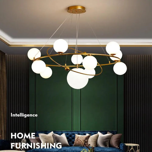 suspension LED nordique lustre en verre décoratif pour intérieur - vue 4 sur 10