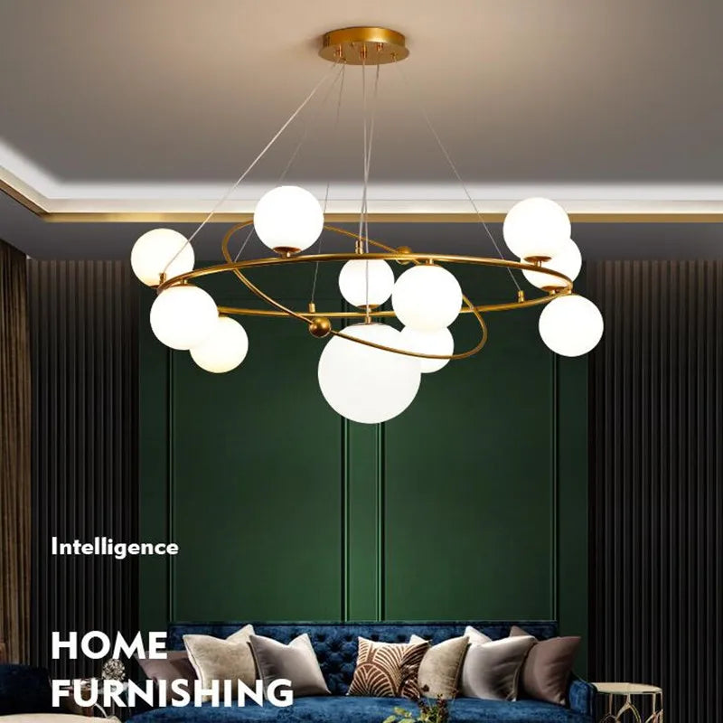 suspension LED nordique lustre en verre décoratif pour intérieur - vue 3 sur 10