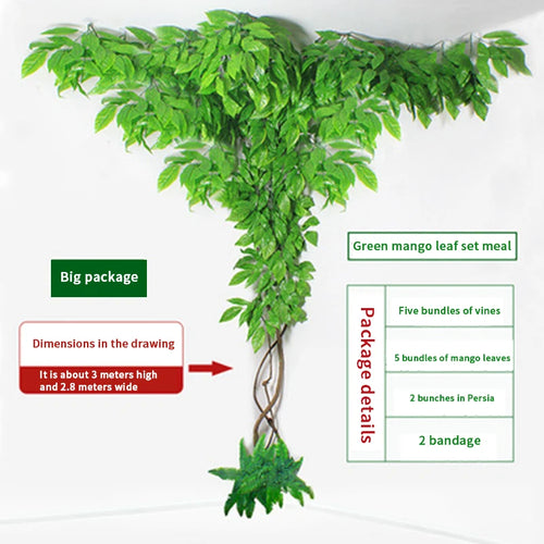 Artificial green plants winding vines, simulated banyan branches, everlasting banyan tree interior decoration, living room, home - vue 9 sur 18