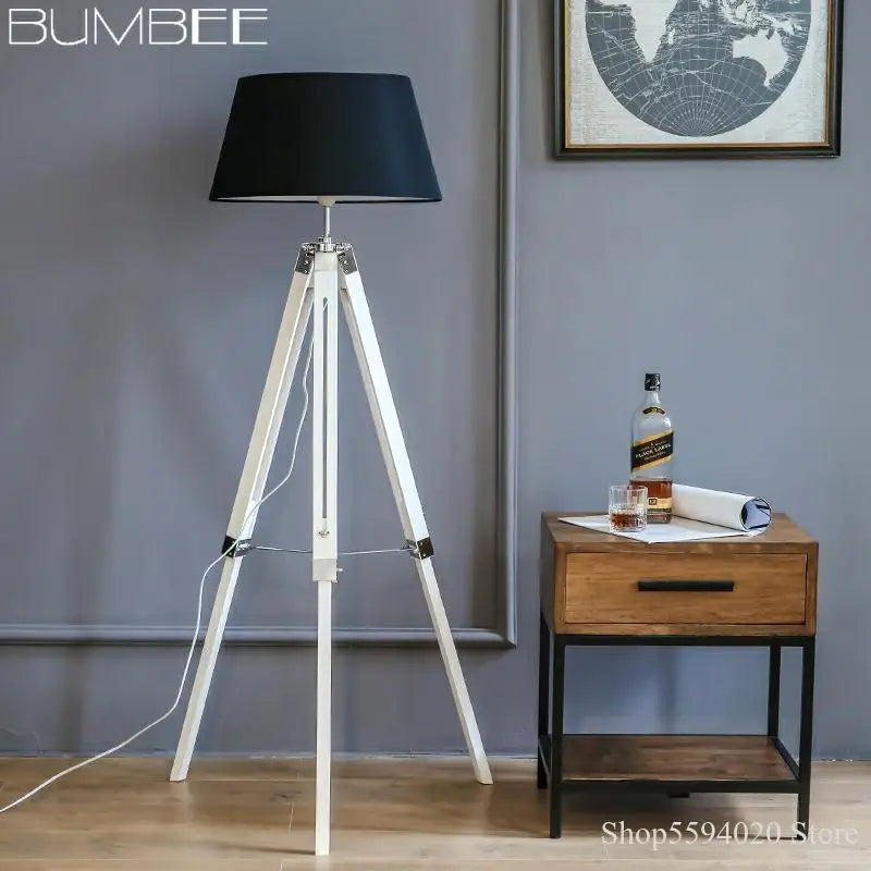 Modern tripod LED floor lamp minimalist retro Nordic stand - vue 4 sur 12