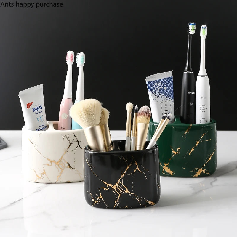 porte-brosse à dents en céramique multifonction pour salle de bain - vue 3 sur 19