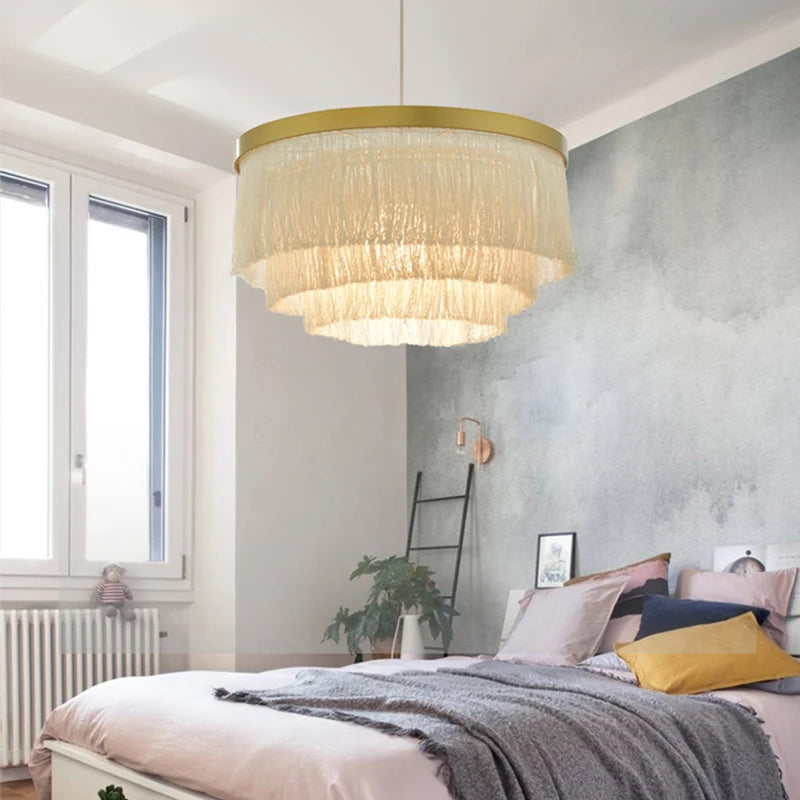 lustre romantique en fil de coton pour décoration intérieure - vue 4 sur 10