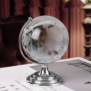crystal globe with rotating stand geographic decoration