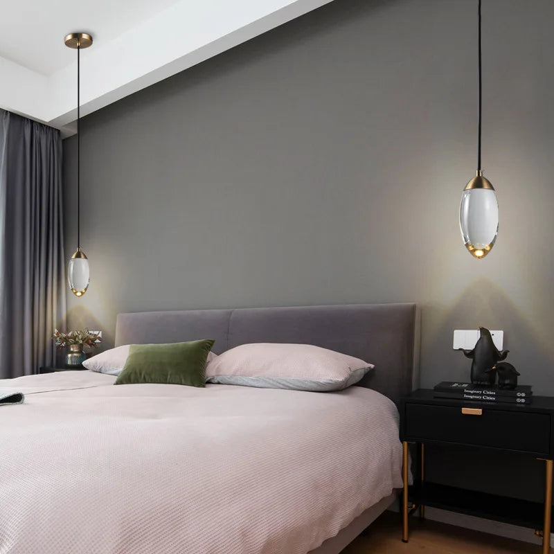 lampe de luxe en cristal k9 cuivre lustre créatif minimaliste - vue 6 sur 7