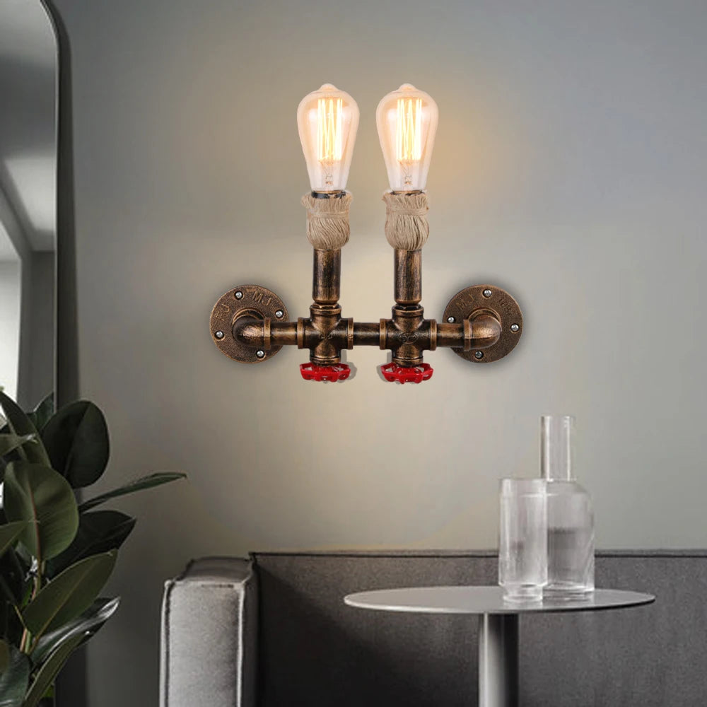 applique murale loft industriel fer rouille rétro steampunk - vue 5 sur 7