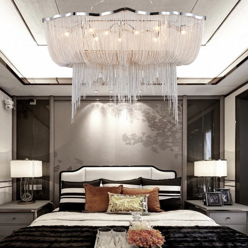 suspension moderne à pampilles en aluminium pour éclairage décoratif intérieur - vue 7 sur 8