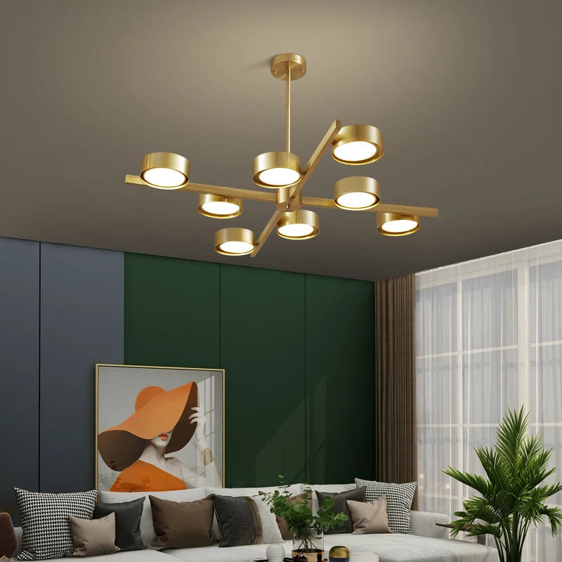 lustre nordique en cuivre design créatif pour éclairage doux - vue 4 sur 9