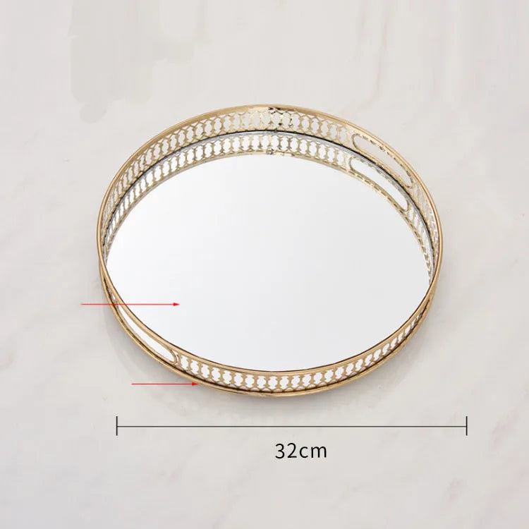 Vintage decorative mirror glass trays for storage and display