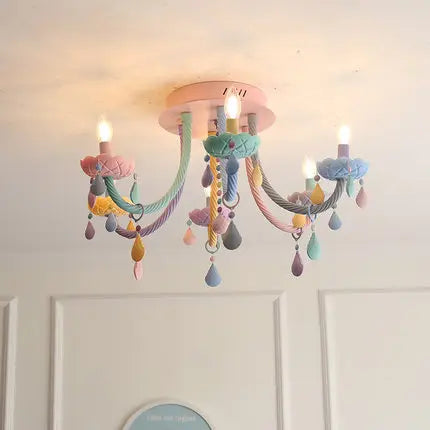 Plafonnier coloré pour enfants lustre moderne Fort chambre d'enfants avec douilles E14/E12 Moe éclairage lampe pour enfants - vue 4 sur 9