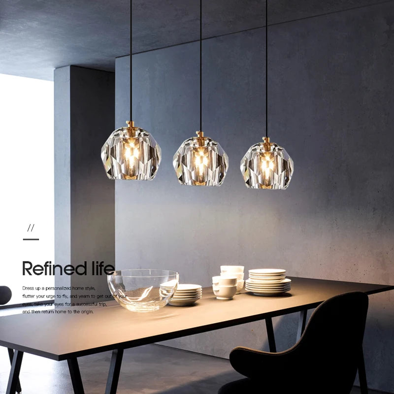 lustre contemporain en cristal pour restaurant café et bar - vue 3 sur 11