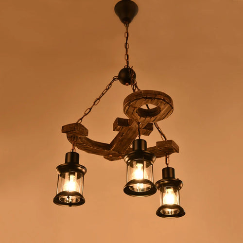 lustre ancre en bois style rétro pour café et restaurant