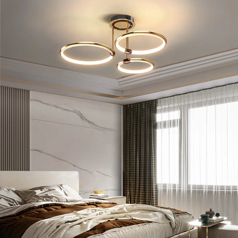 lustre led postmoderne à anneau pour décoration nordique moderne - vue 3 sur 10