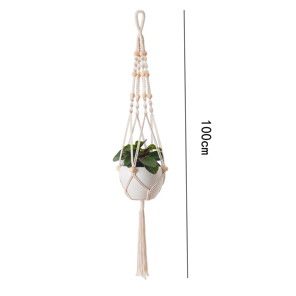 paniers suspendus en macramé pour plantes décoratives et jardinières - vue 14 sur 14