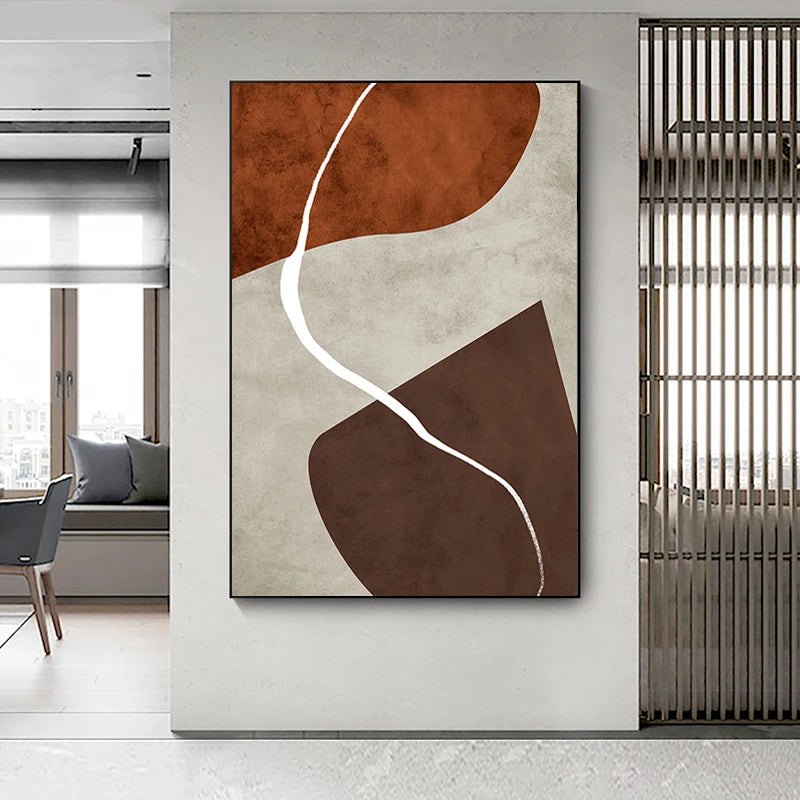 Tableau  peinture murale abstraite moderne en blocs géométriques minimalistes - vue 5 sur 9