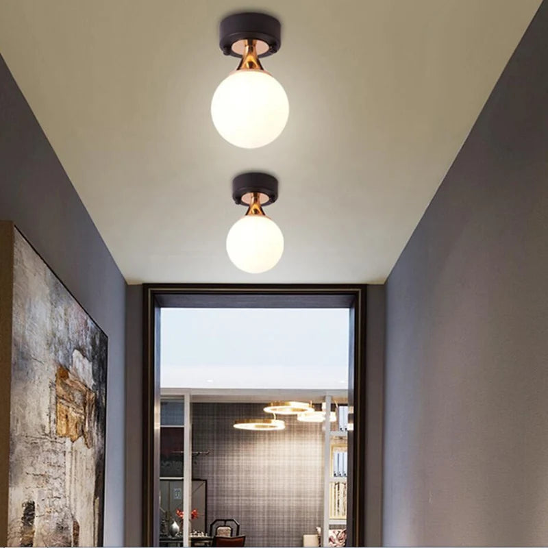 Plafonnier moderne boule nordique simple plafond moderne à LEDs lampe porche allée lumières foyer balcon vestiaire