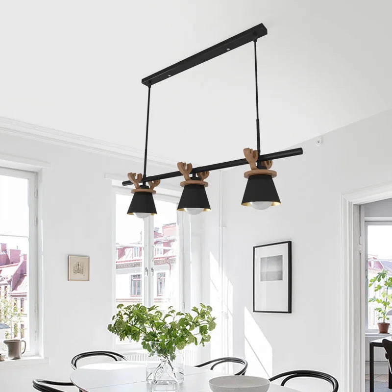 suspension led style nordique avec décoration élan - vue 5 sur 12
