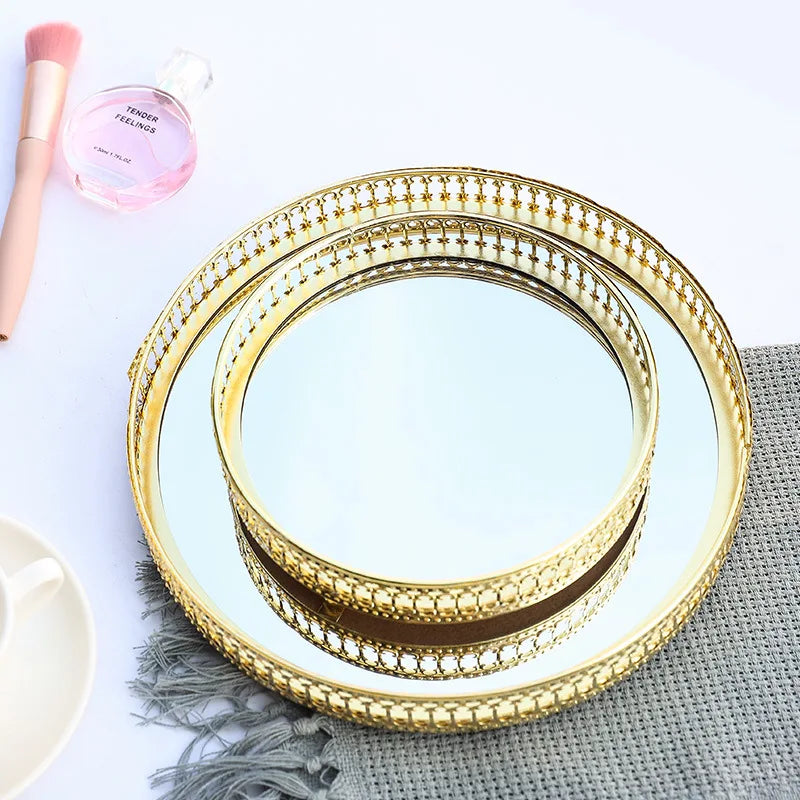plateau de rangement bijou de luxe en fer et miroir - vue 5 sur 14