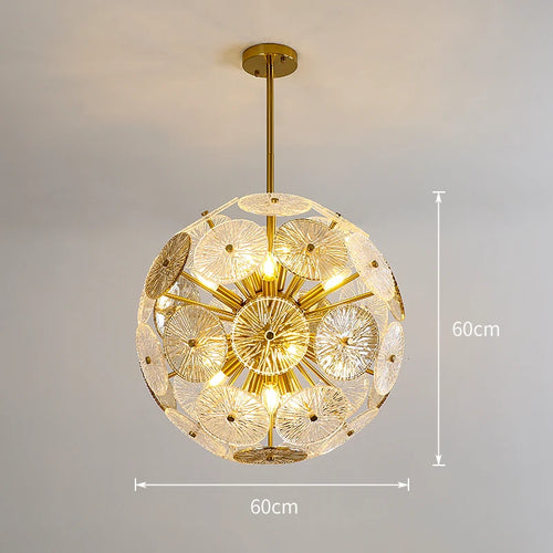 Deyidn luxe or suspension ronde verre plafond lustre pour Villa salle à manger chambre décorative moderne intérieur lumière