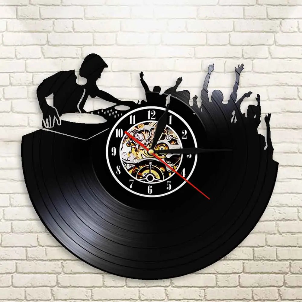 horloge murale 3d vinyle pour ambiance disco et soirée musicale - vue 4 sur 7