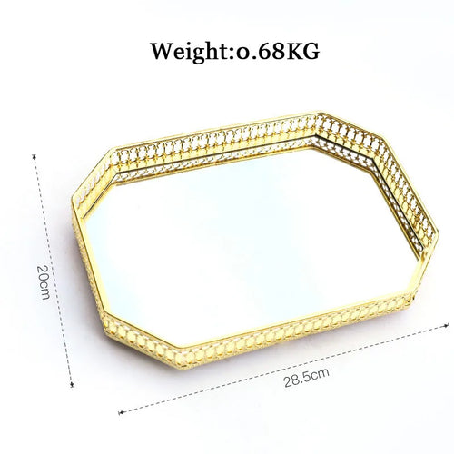 plateau de rangement bijou de luxe en fer et miroir - vue 12 sur 14