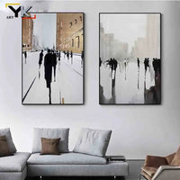 peinture abstraite nordique noir et blanc pour décoration murale
