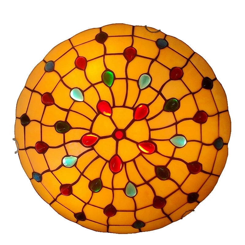 Factory Direct 16-inch The American Retro Ceiling Lamps Tiffany Stained Glass Art Of Living Room, Bedroom Balcony Lighting - vue 6 sur 6