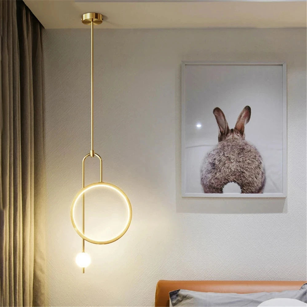 suspension led anneau design nordique pour décoration intérieure moderne - vue 5 sur 8