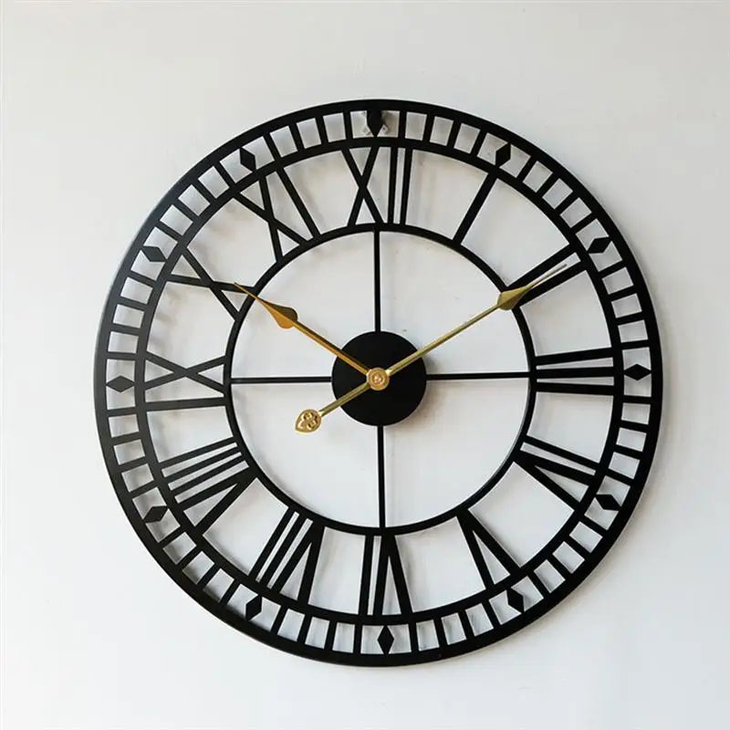 horloge murale en métal chiffres romains décorative silencieuse - vue 4 sur 7