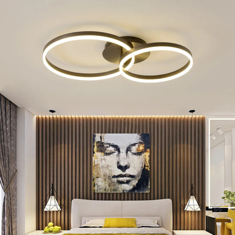 1/2/3 Rings LED Ceiling Lights For Bedroom Dining Room Living Room Kitchen Studyroom Villa Foyer Office Indoor Simple Home Lamps - vue 4 sur 10