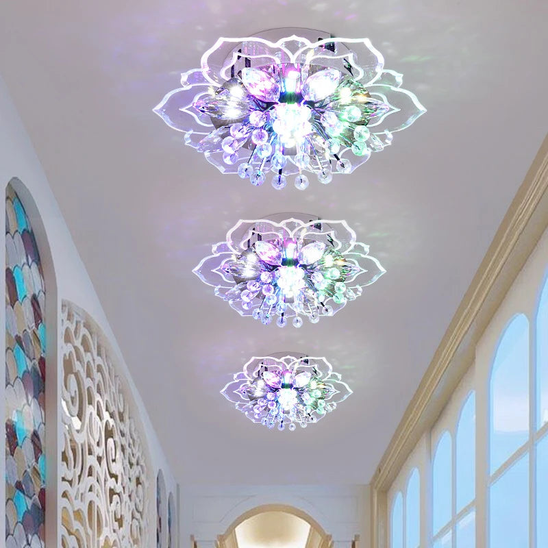 lustre en cristal fleurs pour décoration éclairage intérieur - vue 5 sur 11