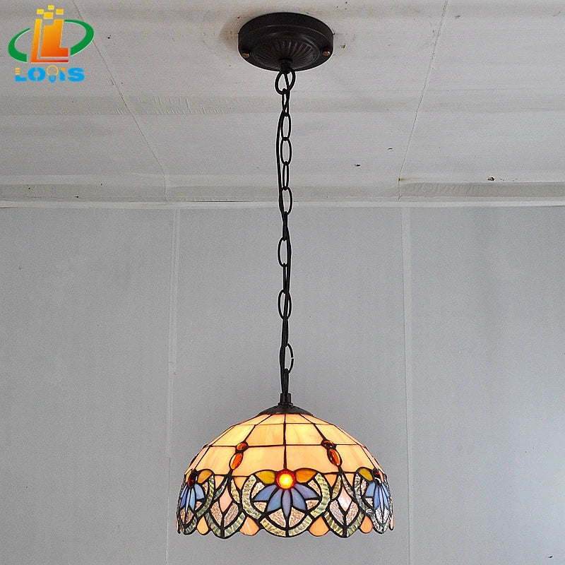 lustre orchidée style tiffany en verre teinté pour intérieur élégant - vue 3 sur 9