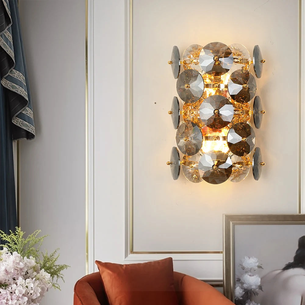 Applique murale LED appliques éclairage chambre salon fumée gris cristal applique chevet décor applique murale - vue 3 sur 6